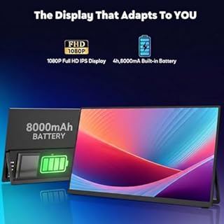 ZSCMALLS Battery Wireless Portable Monitor, 8000mAh 15.6" 1080P IPS USB-C/HDMI Second Screen, Built-in Speakers, Support AirPlay/Miracast for Laptop/Phone/Tablet/Switch/Xbox, Carry Bag Included