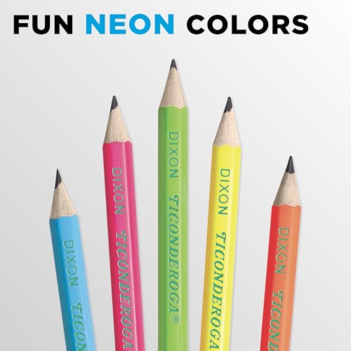 Image of Ticonderoga Neon Pencils, #2 Pre-Sharpened Wood Pencils with Erasers, 18-Count, 13018 (Pack of 6, 108 Count Total)