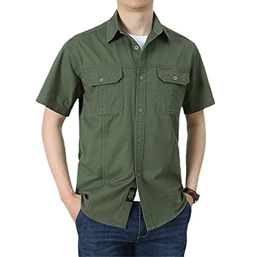 Chemise d'été homme manches courtes plusieurs poches XL kaki