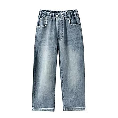 Kids Wide Leg Jeans Boys Girls Unisex Relaxed Fit Vintage Elastic Waist Baggy Straight Leg Denim Pants with Pockets4
