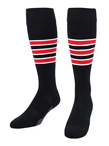 Tck Performance Baseball/Softball Socks (Black/White/Scarlet, Large) #TOP1