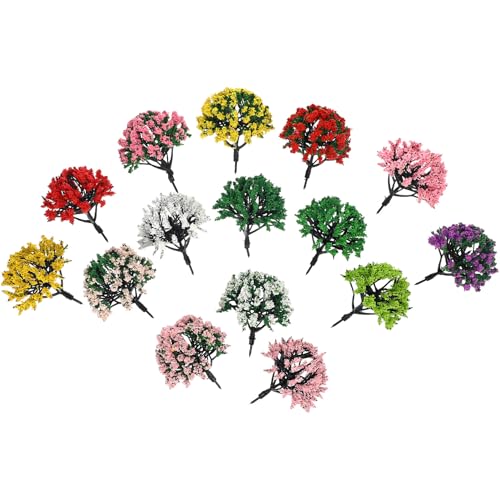 NOLITOY 15個 微景観化小樹 ミニチュア樹木模型 多彩な色彩と高精細なリアリズム ジオラマや建築模型に メンテナンス簡単で長持ち