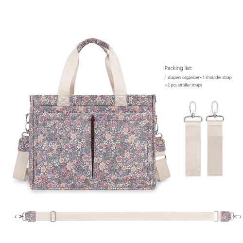 Image of Cherry Tote Bag for Women Canvas Patched Purse Cute Shoulder Bag Multi-Pocket Satchel Handbag for work travel