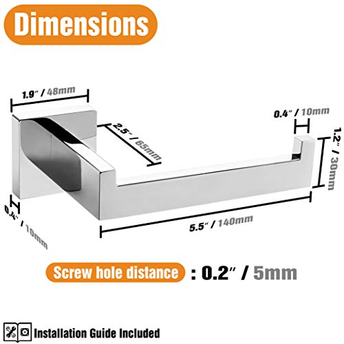 Hitslam Chrome Toilet Paper Holder Wall Mount Square Silver 304 Stainless Steel Toilet Paper Roll Holder For Bathroom Rustproof #TOP4