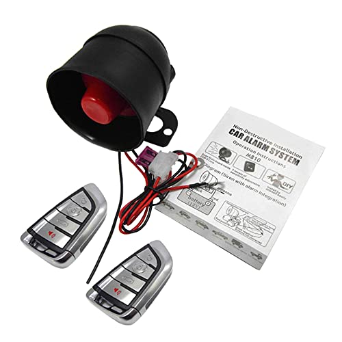 Riloer Car Alarm Security Protection System Car Horn Siren Alarm Universal w/ 2 Remote Controls 7-Level Sensitivity Antitheft Device M810-8131