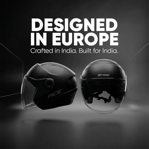 Image of Xtrac Ace Open Face Light Weight Helmet for Men & Women | ISI Certified | Black | XL