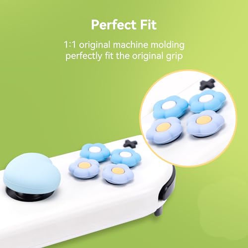 Image of GeekShare Cross D-Pad Button Caps Thumb Grips Set,Silicone ABXY Key Buttons Sticker Compatible with Switch /OLED Joy Con (Blue & Purple)