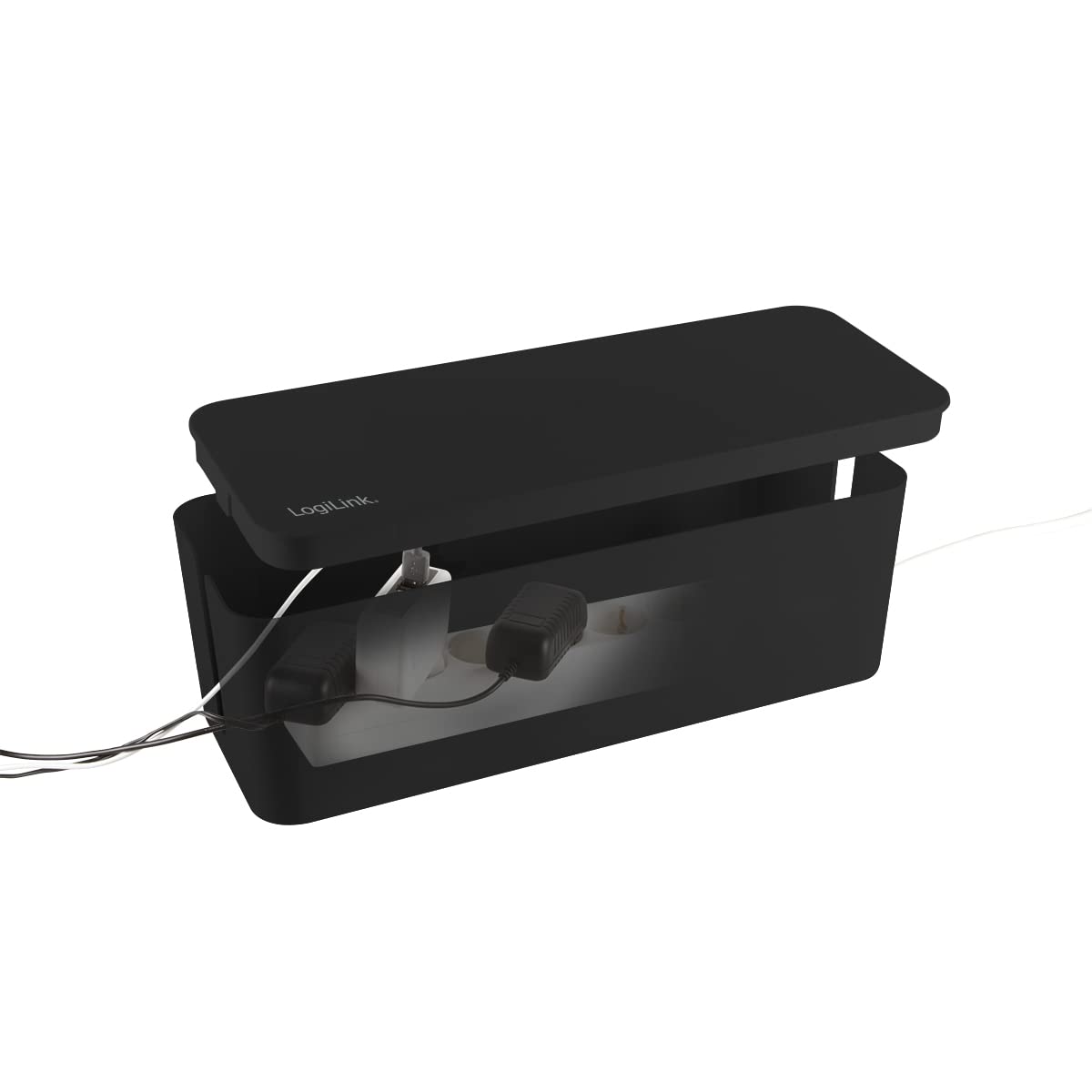 LogiLink KAB0077 - Kabelbox-Set mit 3 Boxen in 3 Gr??en zum Verstecken von Kabelgewirr, schwarz