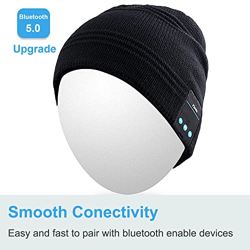 Rotibox Wireless Bluetooth Beanie Hat Cap with Musicphone Speakerphone Stereo Headphone Headset Earphone Speaker Mic for Fitness Outdoor Sports Skiing Running Skating Walking - Black - Thumbnail 3