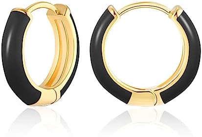 MESOVOR Small Gold Hoop Earrings for Women, 18K Gold Plated Lightweight Huggie Earrings | Enamel Hypoallergenic Earrings Gifts for Girls