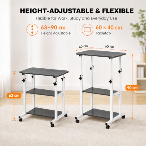 Lointain Bureau Informatique Mobile 60x40 cm, 63-90 cm, Noir Brossé – vue 2