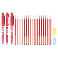 PATIKIL 3Pack Erasable Gel Pens with 20 Refills & 2 Erasers, 0.5mm Heat Erasable Pens for Fabric Red Ink Fabric Markers for Sewing Quilting Planner Writing