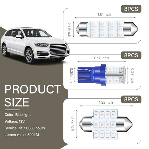 Kit de 24 Piezas Bombillas LED para Interior de Auto Azul miniatura 2