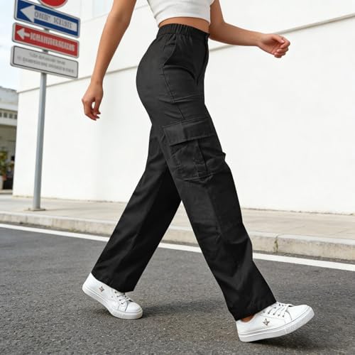 Cargo Pants for Women Baggy High Waisted Stretchy Wide Leg Y2K Hiking Pants - image 3