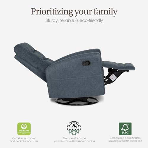 Image of Dream On Me Chatham Deluxe Nursery Glider Recliner, Amazon Exclusive, Blue Fog