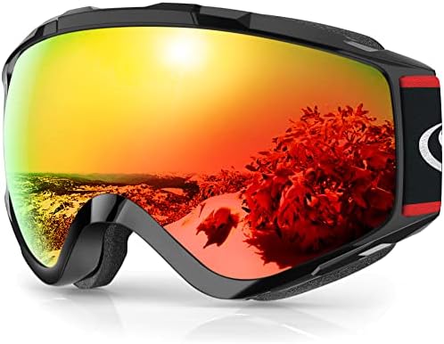 findway Ski Goggles, Skiing Goggles For Snowboard Jet Snow, For Women Men Ladies Youth Teen OTG Over Helmet Compatible, Anti-fog 100% UV Protection, Anti-glare Ski Goggles, For Skiing Snowboarding