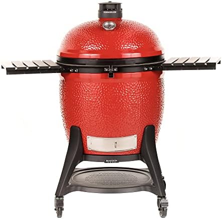 Kamado Joe KJ15041021 Big Joe III 24-inch Charcoal Grill with Cart and Side Shelves, Blaze Red