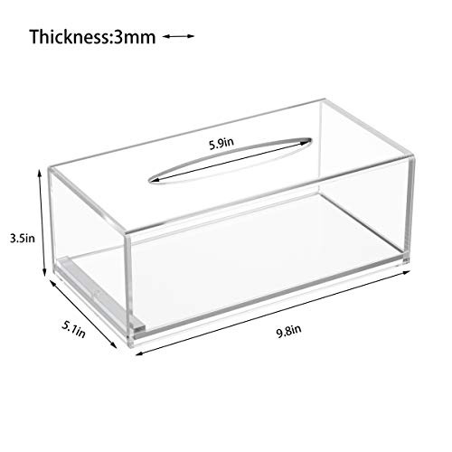 FEMELI Acrylic Tissue Box Cover,Rectangular Facial Tissue Holder Case Dispenser for Bathroom Kitchen Bedroom Office with Magnet Locking Bottom - Thumbnail 6