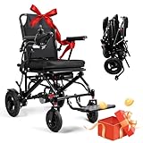 Foldable Motorized Wheelchair for Seniors, Electric Wheelchairs for Adults with 500W Motors, 12 Miles Longer Range Portable Lightweight Power Wheelchair for Travel Daily Use Support 220 lbs (Black)