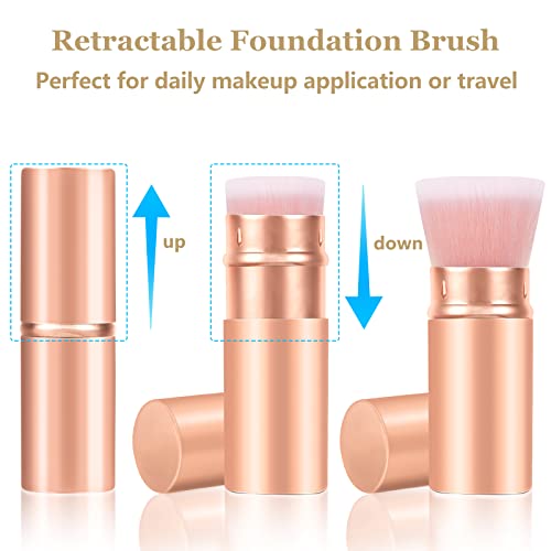Falliny Retractable Makeup Brushes, Travel Kabuki Powder Foundation Brush, Portable Face Liquid Foundation Sunscreen Brush With Cover For Blending Liquid, Bronzer,Cream Or Flawless Powder Cosmetics #TOP1