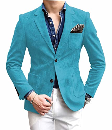 Mens Blazer Notch Lapel Suede Wear Coat Formal Single Breasted Thin Jacket2