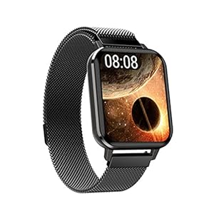 Smartwatch voor dames, heren, slaaphartslagmeter, activiteitentracker met full-touch 1,78 inch groot kleurenscherm, smartwatch voor iOS-telefoons, IP68 waterdicht(Size:Stalen riem,Color:zwart)