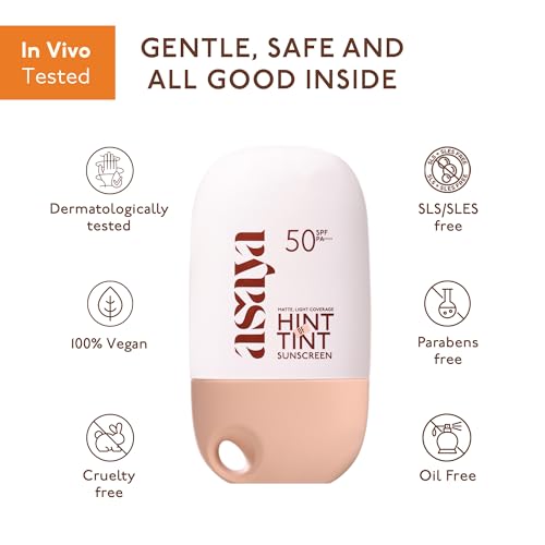 Image of Asaya Under One Sun Hint of Tint Tinted Sunscreen SPF 50 PA++++ | In-VIVO Tested | Matte Light Coverage | Summer Sand | Medium | 40 ml