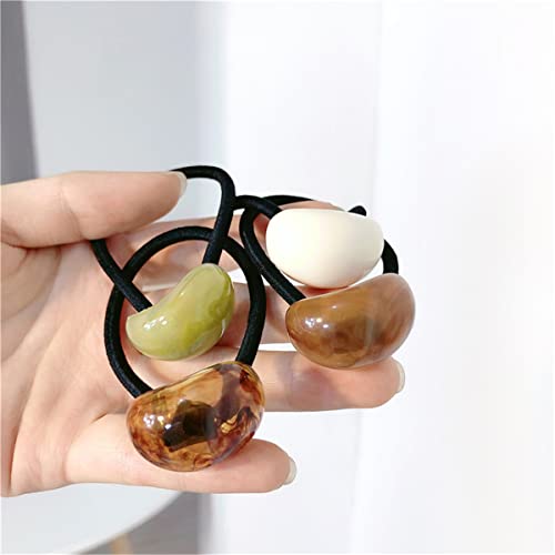 Xiwstar 4Pcs Geometric Oval Hair Scrunchies Acrylic Cuff Hair Ties Elastics Ponytail Holders Hair Bands Ropes For Women Girls #TOP2