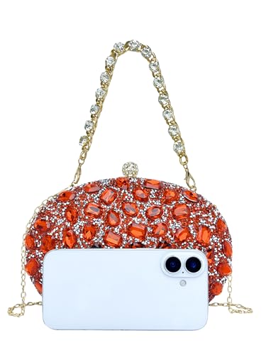 Image of Sparkling Crystal Diamond Women's Rhinestone Clutch Purse with Round Pearl Clasp