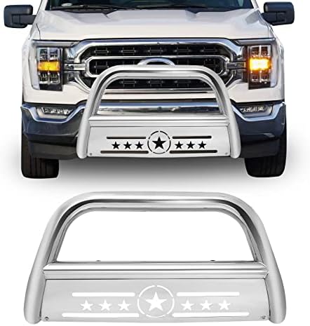 AISHAN Bull Bar Pickup Truck 3" Brush Grille Guard with Removable Skid Plate Front Bumper, Compatible with 2011-2016 Ford F250 F350 F450 F550 Super Duty, Silver Stainless Steel