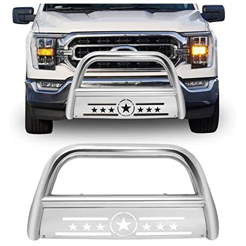 AISHAN Bull Bar Pickup Truck 3" Brush Grille Guard with Removable Skid Plate Front Bumper, Compatible with 2011-2016 Ford F250 F350 F450 F550 Super Duty, Silver Stainless Steel Cover