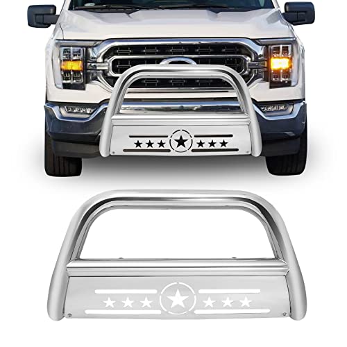 Aishan Bull Bar Pickup Truck 3" Brush Grille Guard With Removable Skid Plate Front Bumper, Compatible With 2011-2016 Ford F250 F350 F450 F550 Super Duty, Silver Stainless Steel #TOP4