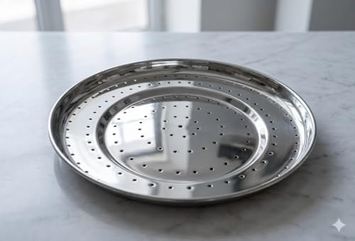 Image of Stainless Steel Chapati Basket & Bhakhri Dish, Heavy Duty Roti Serving Plate for Chapati, Bhakri, Khakhra, Naan, Paratha Puri, Rust-Resistant Indian Bread Serving Tray for Home, Kitchen & Dining Table