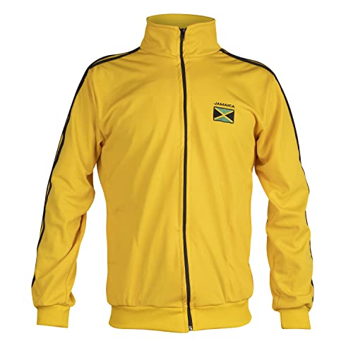 JL Sport Veste de survêtement zippée avec drapeau de la Jamaïque jaune, jaune, L