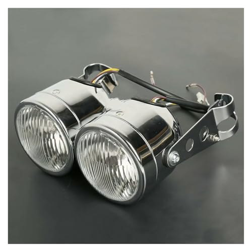 Phare avant de moto avec support en chrome brillant de qualité supérieure