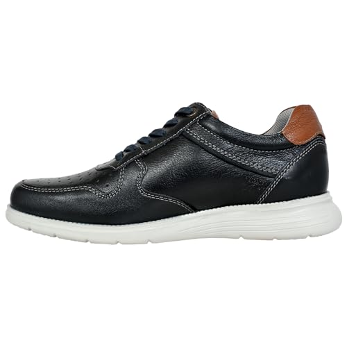 Image of Hx London Leather Men Perforations Round Toe Lightweight Sneakers