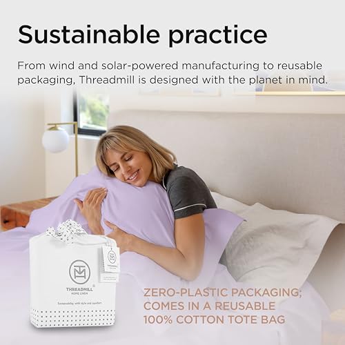 Image of Threadmill California King Sheet Sets | 600 Thread Count Cal King Bed Sheets Set with 16 inch Deep Pocket | Sateen Weave 4-Piece Bedding Set with Cooling Effect | Lilac