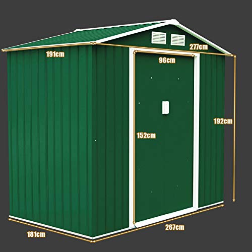 DREAMADE Gerätehaus Metall, Gartenhaus, Geräteschuppen, Metallschuppen 213x127x185 cm, Garten Schuppen inkl… – Bild 4