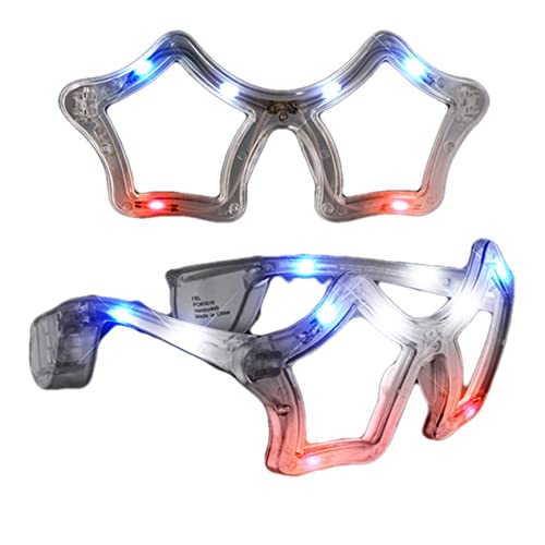 Red White Blue Flashing LED Star Sunglasses
