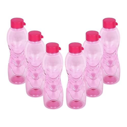 Image of PEARLPET Trinity BPA-Free Plastic Water Bottle Set |Lightweight, Leak-Proof & Freezer Safe - Pack of 6 (1000ml Each), Pink