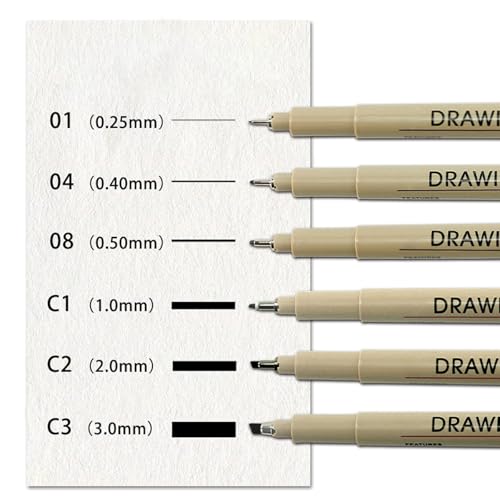 Lemeitu 6-Piece Drawing Pens, Multiliner Pens for Artist Illustration, Sketching,