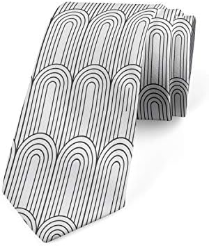 Lunarable Abstract Necktie, Art Deco Design Elements, 3.7", White Charcoal