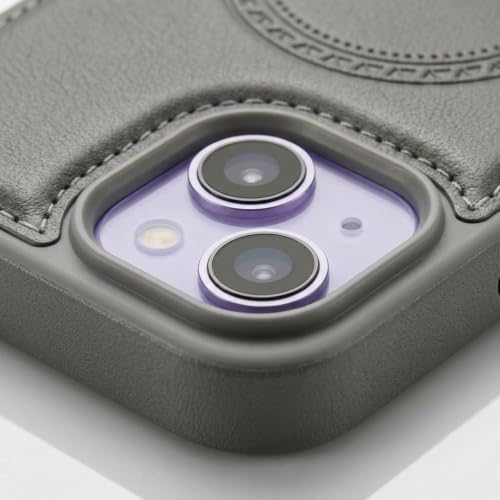 Image of amazon basics Premium PU Leather Case for iPhone 16, MagSafe Compatible Magnetic Ring, Sleek Protective Back Cover - [Gray]