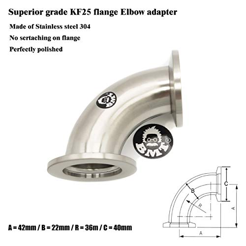 Image of NW KF Flange Elbow Fitting with KF16 / KF25 / KF40 Flange (90 KF25 Elbow)
