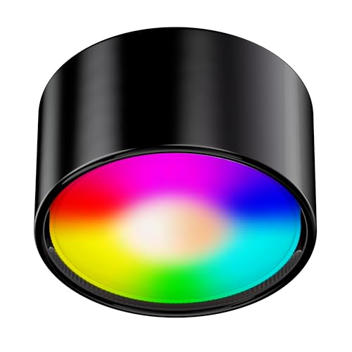 ledscom.de GX53 Porzellan Aufbauleuchte KLU rund schwarz 91mm Ø + RGB Leuchtmittel warmweiß - kaltweiß (2900-6200), Smart Home