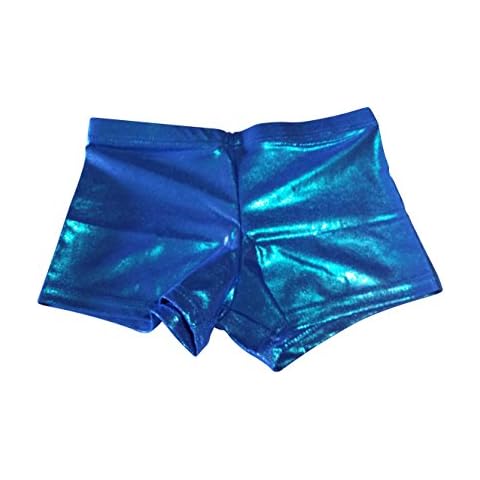 PUSH ATHLETIC Girls Super Comfort Dance Shorts (Adult Medium, Blue Sparkle) Cover