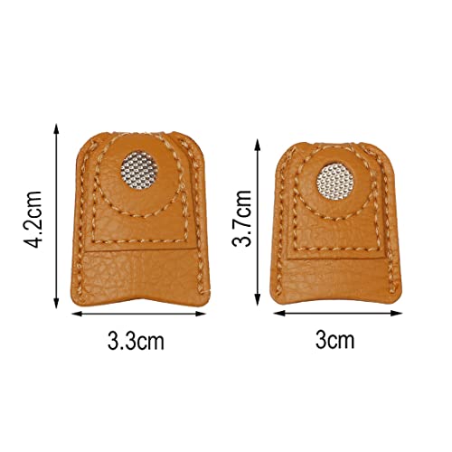 image for Pimoys 4 Pieces Leather Thimble Sewing Thimble Finger Protector Coin T