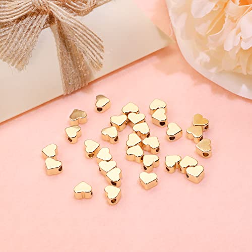Shapenty 14K Gold Plated Heart Spacer Beads Brass Love Heart Loose Connector Bead Charm For Valentine’s Day Mother’s Day Christmas Ornament Bracelet Necklace Earring Pendant Diy Craft, 30Pcs (6X7Mm) #TOP1