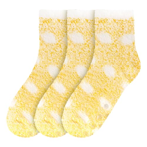 Image of BambooMN Women's Soft Warm Fuzzy Fluffy Polka Dot Cuff Crew Home Socks