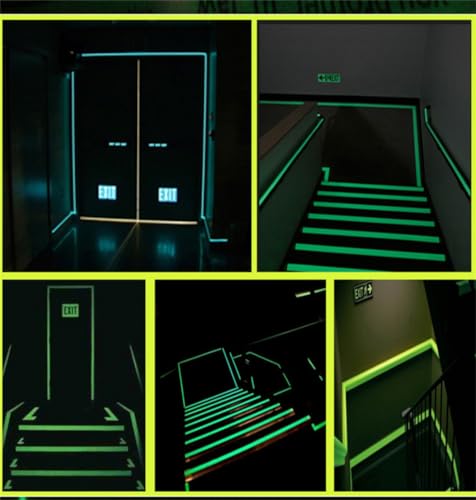 Image of Glow in The Dark Tape - 33 FT X 0.5 Inch Luminous Photoluminescent /Luminescent Emergency Roll Safety Egress Markers Stairs, Walls, Steps, Exit Sign. Glowing Pro Theatre Stage Floor